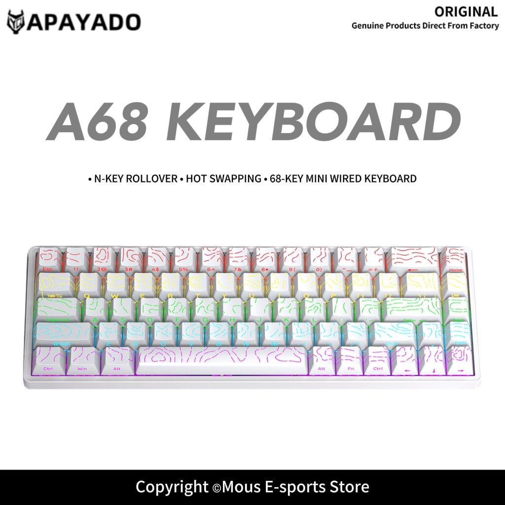 Pc Gaming Pink - APAYADO A68 Wired Mechanical Keyboard Hot