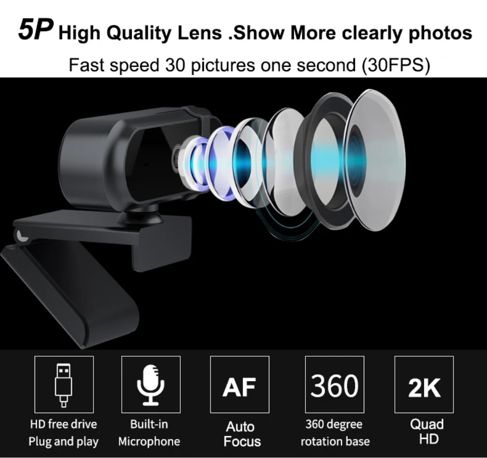 4K 2K Autofoucs Webcam 30fps F - Pc Gaming Fullset 评论和价格