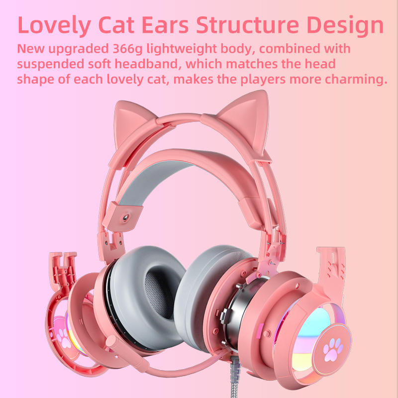 Cat Ear Gaming Headset Pink Cu - Pc Gaming Pink 评论和价格
